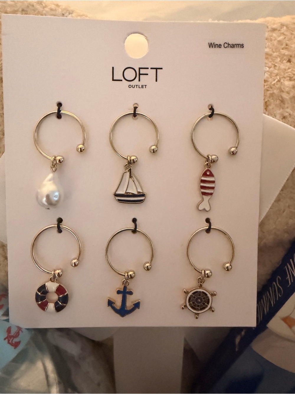 LOFT Kids Nautical Wine Charms in Red, Blue, White, Gold